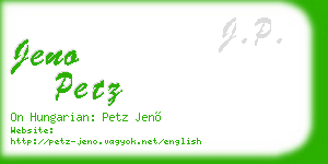 jeno petz business card