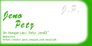 jeno petz business card